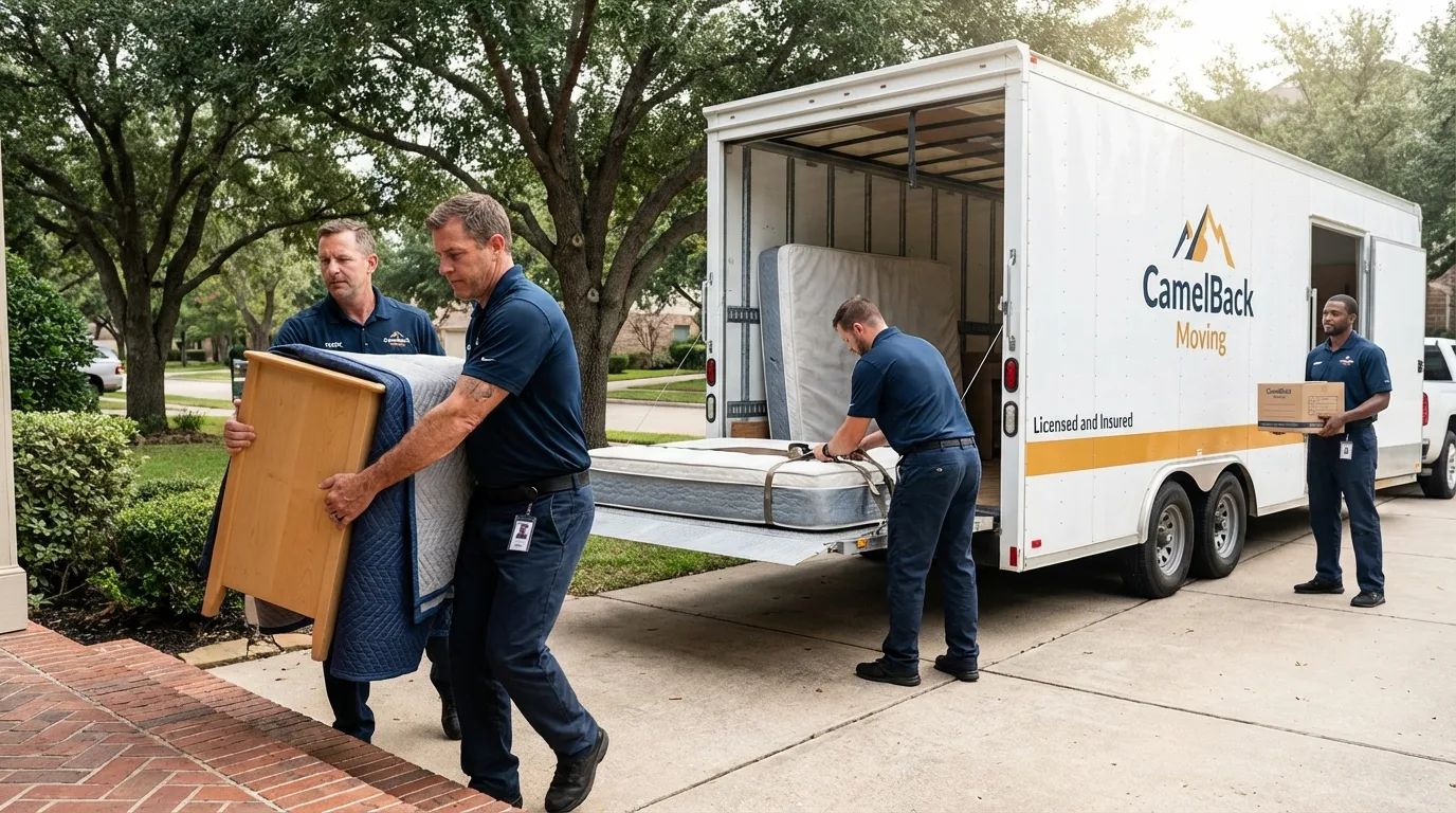 Crew loading residential truck for cross-state move from Glenolden, PA