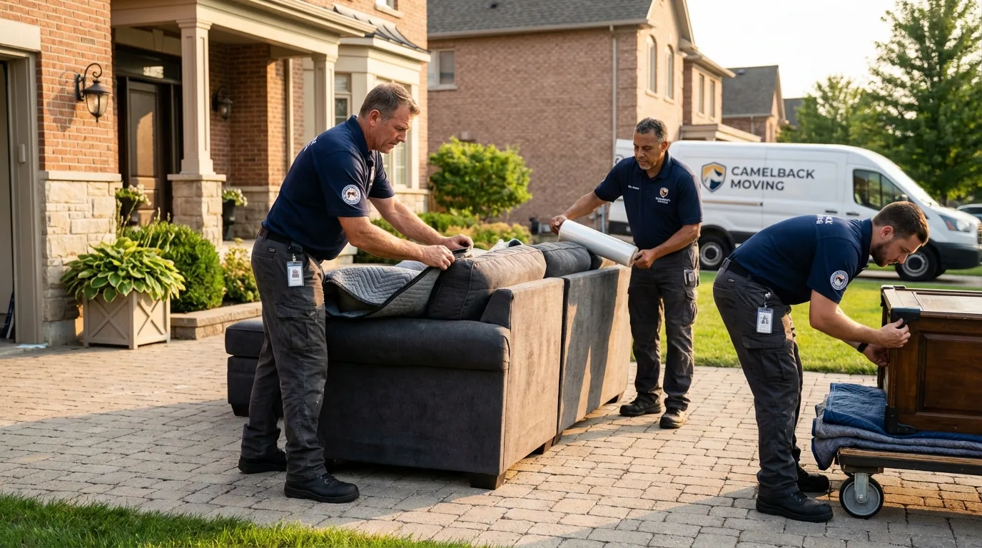 Large estate moving crew wrapping furniture in Glenolden, PA